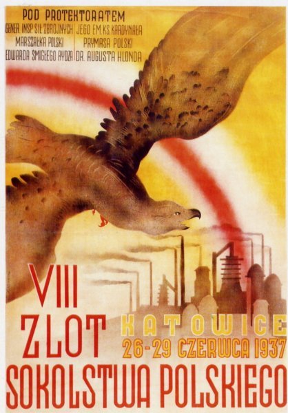 VIII Zlot Sokolstwa w Katowicach w 1937 r. Zorganizowany w 70. rocznicę utworzenia Towarzystwa Gimnastycznego „Sokół” oraz 15. rocznicy powrotu Śląska do Macierzy Polskiej