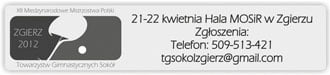 Zaproszenie na XII Międzynarodowe Mistrzostwa Polski Towarzystw Gimnastycznych „Sokół” w Tenisie Stołowym w Zgierzu